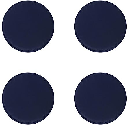 4er-Set Tragbar Rund Sitzkissen 30x30x2cm, Memory-Schaum mit Riemen rutschfest Gemütlich Abnehmbar Waschbar Perlbaumwolle Stuhlkissen für Wohnzimmer, Küche, Konferenzraum, Garten, 2er Set Marineblau