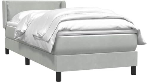 vidaXL Ramsäng med madrass ljusgrå 80x210 cm sammet, Säng, Sängbotten, Enkelsäng, Sovrum Möbler, Säng Stomme, Stoppad säng, Sammet Säng