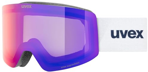 Uvex provoqe FM - stylische, verspiegelte Skibrille mit Anti-Fog-Beschichtung und Over-The-Glasses-Konstruktion für Damen und Herren - black matt/ruby-clear - one size