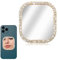 YQQYG Mirror Decal for Smartphone, Gold Square Phone Case Mirror Stickers, Bling Rhinestones Adhesive Mirror Sticker for Phone Case Accessories