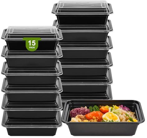 [15 Pack] Meal Prep Containers, Reusable Stackable Food Storage Containers with Lids, Microwave, Freezer & Dishwasher Safe, Small Capacity 24 oz Takeaway Lunch Box, Portion Control & Batch Cooking