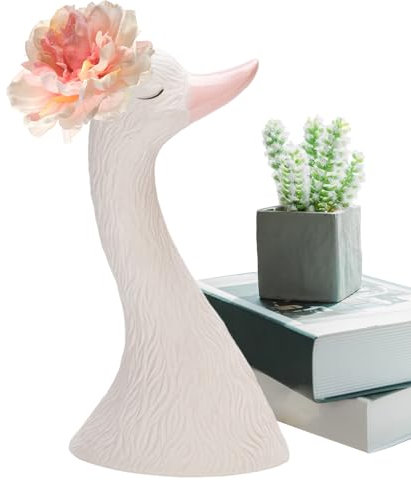 Vase de Cygne, Vase en céramique, Blanc Mignon Swan Figurine Flowerpot, Ornements de Chambre à la Maison, Sculpture de Table en céramique pour Salle de Bain, Salon