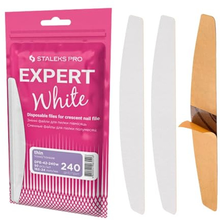 STALEKS PRO 50 st Engångs Halvmåneformiga Nagelfilar Refill Självhäftande Nagelfilar Expert 100 korn (240 korn)