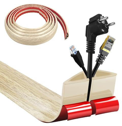 Kabelkanal självhäftande, kabelbro botten, 5 cm x 300 cm flexibel PVC platt kabelskydd golv kabelskydd kabelfack för alla strömkablar hem, kontor, hotell, lager, etc-lätt skärning – 2# träkorn