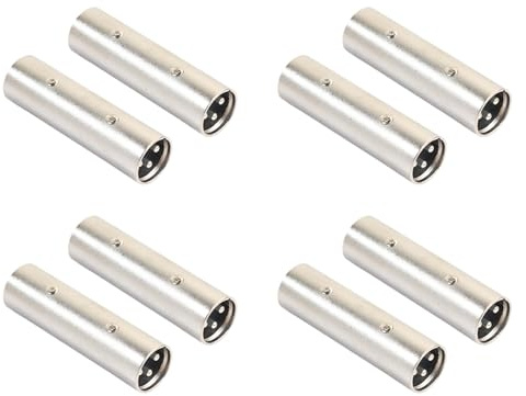 Agwuoetr Adaptateur XLR Mâle à Mâle, Coupleur de Connecteur XLR 3 Broches Mâle à 3 Broches Mâle, Adaptateur de Ligne de Microphone -8 Paquets