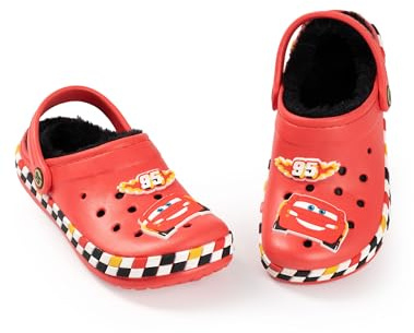 Disney Cars Boys Red Lightning McQueen Fur Lined Clogs | Casual Wear with Racing Number 95 | Classic Character Footwear for Young Fans | Kids Outdoor Shoes Merch - 9 UK Child
