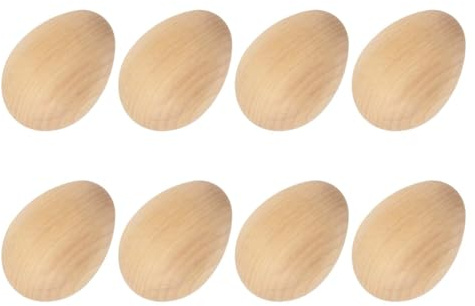 8 pezzi Uova finte artificiali,Uova di legno artificiali, Uova finte in legno, Uova Finte per Galline,Uova artificiali in legno,Uova in legno,favoriscono la deposizione delle uova (Colore del legno)