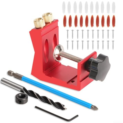 Adjustable Pocket Hole Jig Drill Guide With Punch Locator For Precise Slanted Hole Drilling And Secure Screw Joint Connections(Blue)