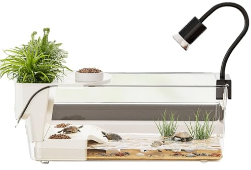 Terrario Acuático para Tortugas | Accesorios Desmontables para Terrario Y Reptiles,Recinto Multifunción para Tortugas - para Ranas Arborícolas Salamandras Cangrejos Cangrejos De Río Interior Hogar