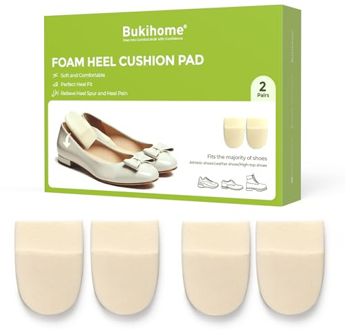 Bukihome Heel Cushion Pads - 2 Pairs Memory Foam Heel Lift for Achilles Tendonitis, Heel Wedge Inserts for Plantar Fasciitis, Sore Heel, Bone Spur, 1/2'' Shoe Lift Inserts for Women & Men Pain Relief