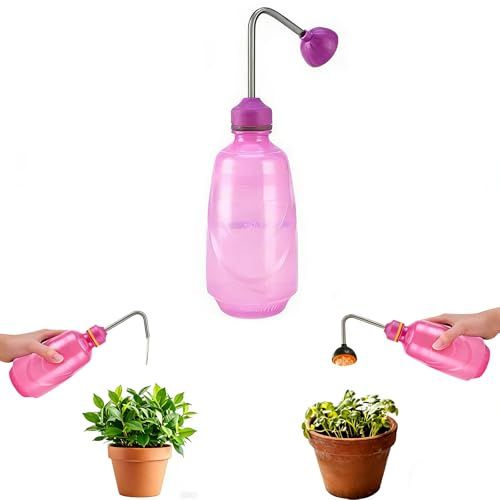 Moling 450ML Annaffiatoio Piccolo da Giardino Spruzzatore per Piante 2 in 1,Nebulizzatore,Innaffiature Precise con Testa a 360° (Rosa)