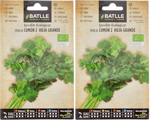 Graines Bio de Batlle - Persil commun à 2 grandes feuilles (5g), Vert (Lot de 2)