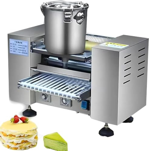 Automatisk professionell crepe-maskin, maskin för pannkakor med skivor 15/20/25 cm - förtjockningsreglering 0,4–1,2 mm, produktion 200–300 per timme för barer, restauranger och bakverk 6 tum