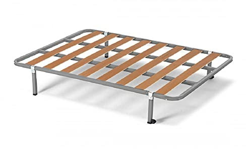 Hogar 24 Somier Lama 100 con Láminas De Chopo y Refuerzo Lumbar Central + 6 Patas Cuadradas De 26cm, Tubo De Acero 30x30 mm, 150x190 cm