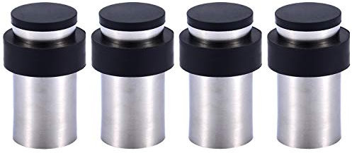 4 x Türstopper zum Schrauben - Montage am Boden oder an der Wand - Edelstahl Gummi Wandtürstopper inkl. Befestigungsmaterial