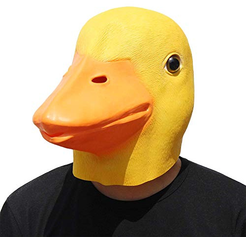 PartyHop - Yellow Duck Mask - Halloween Latex Animal Full Head Mask
