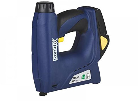 Rapid BTX140 Graffatrice Elettrica con Batteria da 1300 Colpi per Carica, Compatibile con Graffette n.140 e Chiodi n.8, Potenza Regolabile, Adatta a Fissare Legno ed Altri Materiali Sottili (5001388)