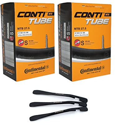 2er Set Continental Fahrradschlauch MTB 27,5 Zoll 47/62-584 SV 42 mm inklusive 3 MSZweirad Reifenheber
