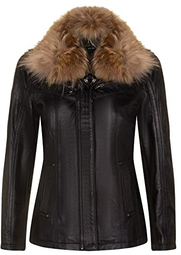 Infinity Leather Chaqueta Motera de Piel Negro de Cordero Parker Para Mujer S