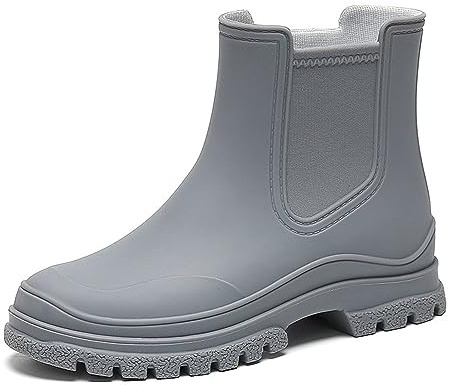 VERROL Dam Chelsea stövlar flickor gummistövlar stövlar kort slip-on regnstövlar Wellies vattentäta trädgårdskängor 39–41 EU, GRÅ, 40 EU