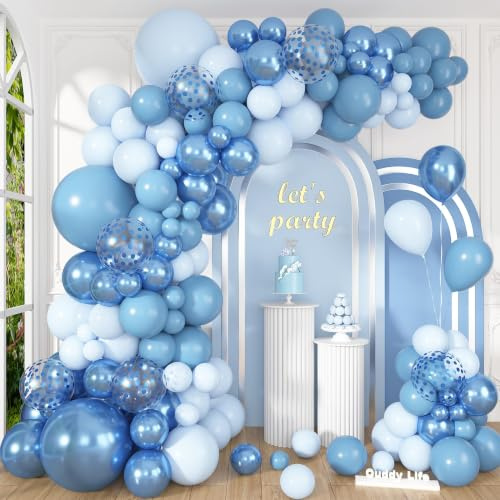 Ljusblå ballongbåge kit,pastellblå ballonger,blåaktig ballong olika storlekar 18 12 10 5 tum,Baloon Arch Garland Kit Blue för födelsedagsdekoration,baby shower, bröllop,examen,1: a födelsedagen