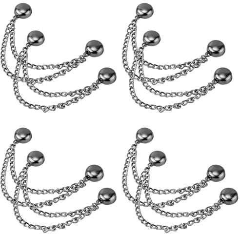 8pcs Multi-Function Magnetic Clothing Clips, Magnetic Button Clips with Chain Widely Used Magnet Clothing Pins Pant Waist Tightener Clip for Shirt Skirt Pants Dress(Black)