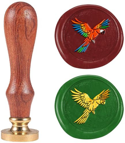 DELORIGIN Papagei Wachs Siegel Stempel Siegelstempel Im Retro Vogel Design 25mm Abnehmbarer Messingkopf Mit Holzgriff Für Umschläge Grußkarten Geschenke Hochzeiten Und Verlobungen