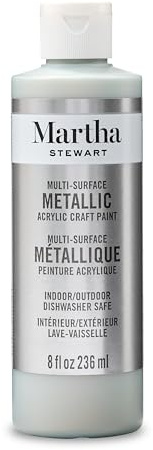 Martha Stewart, Craft Paint, Sterling, 8 fl oz Premium Metallic Finish Paint, Perfect For Easy To Apply DIY Arts And Crafts, 68703