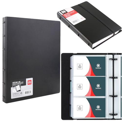 Visitenkarten Ringbuch, Visitenkarten Mappe Visitenkarten Aufbewahrung, Visitenkartenetui für 180 Karten, für Kundenkarten Kreditkarten Visitenkartenbuch, Wasserdicht Schwarz 1 Stück