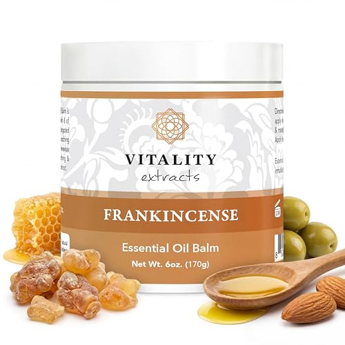 Vitality Extracts Frankincense Balm - 6oz, Boswellia Serrata, Beeswax, Olive Oil, Moisturizer for Dry, Cracked Skin, All Skin Types