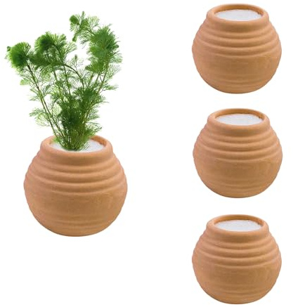 QoTang 4 juegos de anillos fijos para plantas acuáticas, mini recipiente de cerámica con esponja, anillos para filtro de acuario, flora acuática, paisajismo, decoración, accesorios para tanques de