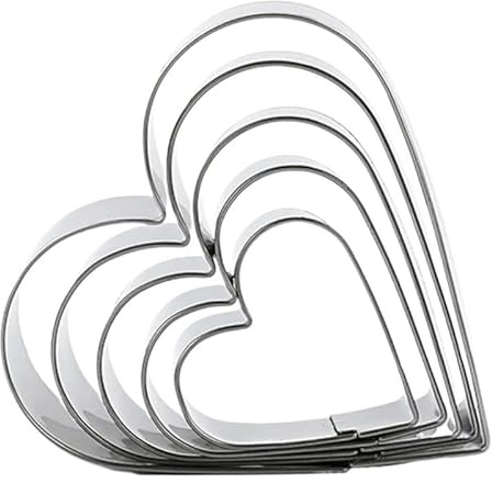 YZWHKJ Molde Desmontable,Molde Redondo Desmontable Juego de 5 cortadores de Galletas con Forma de corazón de Acero Inoxidable, moldes for Hornear, Herramientas for Tartas de San Valentín