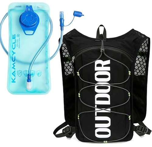 Gilet da corsa con bolla d'acqua da 2 l, zaino ultra leggero, zaino da corsa funzionale, da uomo, da donna, per bicicletta, per maratone, corsa, escursionismo, nero