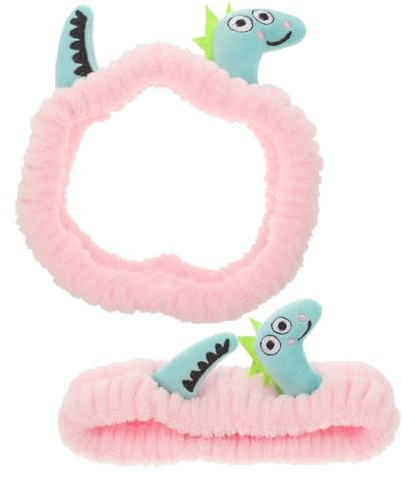 Ipetboom 2pièces Bandeaux Dinosaures à Motifs pour Femmes Doux et Confortables pour Salle de Bain le Maquillage Soin du Visage