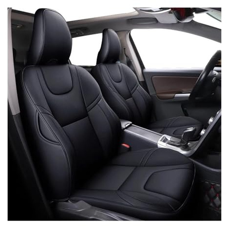 För Volvo XC60 2011-2017 V60 2012-2015 S60 2011-2013 Universal Läder Komplett Set Bilsätesöverdrag Sätesöverdrag bilbilar(Svart)