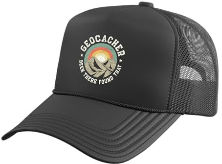 Geocacher Been There Found That Funny Geocaching Cache Trucker Hat with Adjustable Mesh Back, Black
