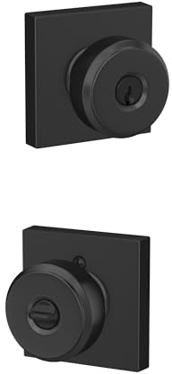 SCHLAGE Bowery Knob with Collins Trim Keyed Entry Lock, Matte Black (F51A BWE 622 COL)