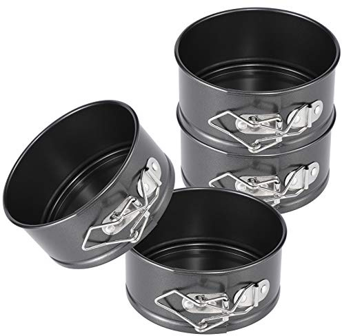 Hiware 4-Inch Mini Springform Pan Set - 4 Piece Small Nonstick Cheesecake Pan for Mini Cheesecakes, Pizzas and Quiches