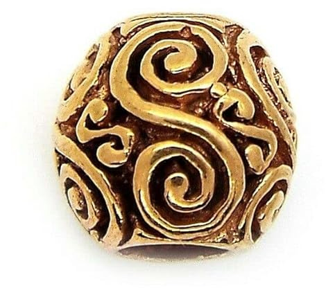 Small Spirals Celtic Viking Bronze beard hair bead (4mm hole)