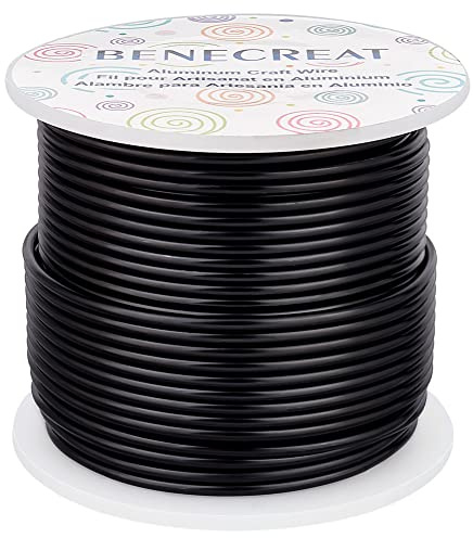 BENECREAT 12 Gauge (2mm) 100ft (30m) Anodized Jewelry Making Craft Aluminum Wire for Beading Floral Color Aluminum Wires - Black