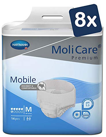 MoliCare Premium Mobile Einweghose: Diskrete Anwendung bei Inkontinenz für Frauen und Männer; 6 Tropfen, Gr. M (80-120 cm Hüftumfang), 8x14 Stück