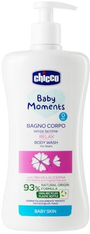 Chicco Baby Moments Bagno Corpo Senza Lacrime Relax, con Formula Naturale, 0+ Mesi - 500 ml