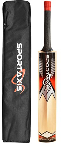 SPORTAXIS Wooden Kashmir Willow Cricket Bat with a Foam-Padded Bag- Strong, Lightweight, Ideal Training/Practice for Home/Club Play/Beach/Backyard Cricket