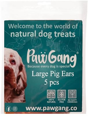 PawGang Large Pig Ears 5pcs – Air Dried Natural Dog Treats Pigs Puppy Chews