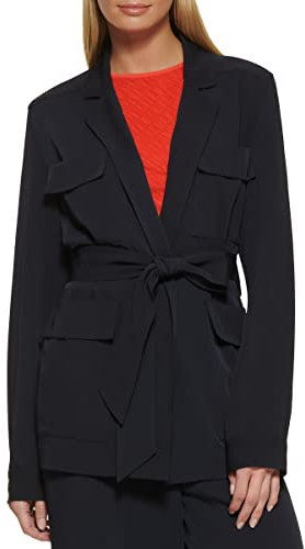 DKNY Damen Gürtel für jeden Tag Lässiger Blazer, Neu, Marineblau, L