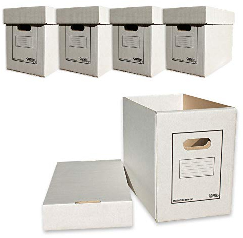 Comic Concept Juego de 5 cajas para revistas y álbumes con tapa, cartón apilable