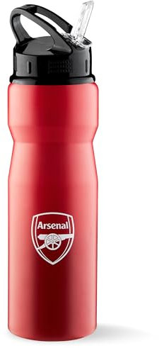 Arsenal F.C. Water Bottle with Straw - Metal Water Bottle for Football Fans Sports Work School Gym Arsenal Gifts for Men