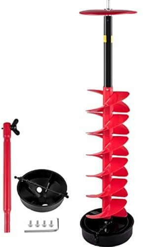 VEVOR 6 Diameter 39 Length Nylon Corless Ice Auger Drill Bit for Ice Fishing with Extra 11.8 Extension Rod, Drill Adapter, Top Plate and Blade Guard