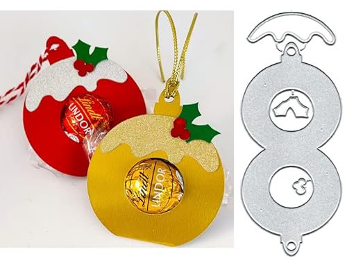 Weihnachtspuddingkugel-Metallstanzformen, Weihnachtspuddingkugel-Papierkarten-Stanzformen Schnittschablonen für DIY-Prägung Kartenherstellung Buchanhänger dekorative Papierformen Scrapbooking