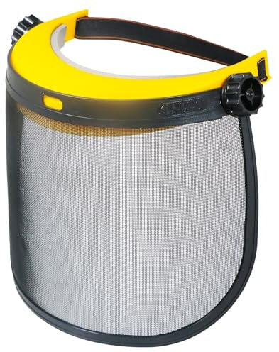 Spares2go Full Face Protective Shield Strimming Trimming Chainsaw Garden Metal Mesh Visor (One Size, Adjustable Headband)